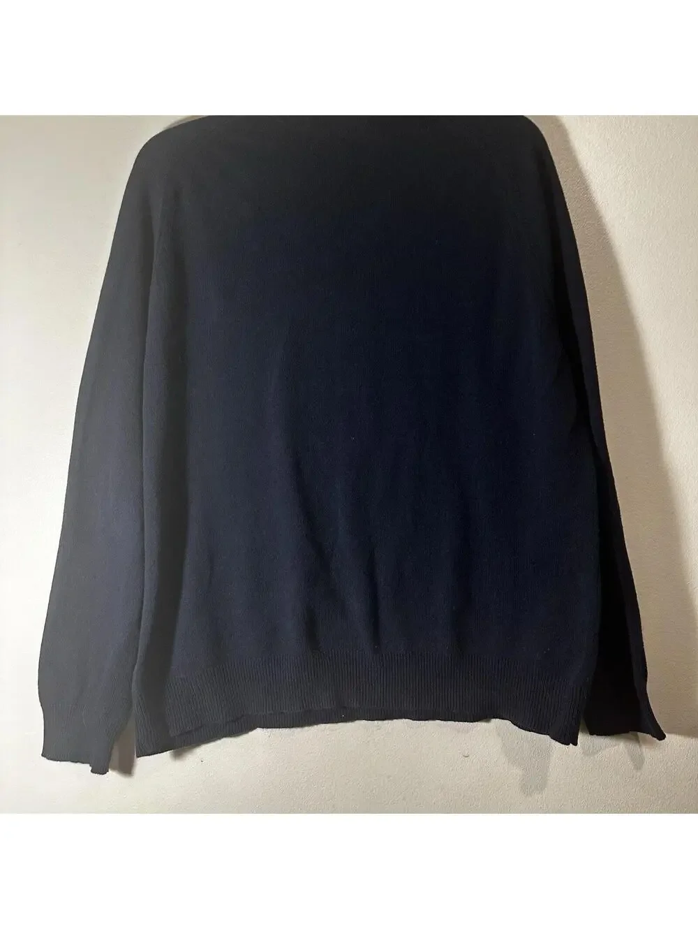 J CREW Cotton Cashmere Blend Navy V Neck Sweater Mens XL